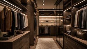 stylish built in wardrobe lighting